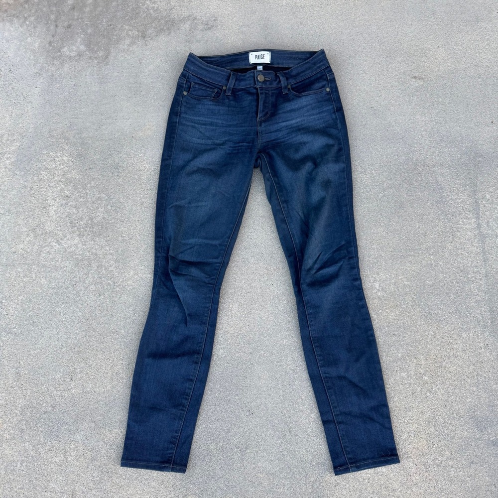 Paige Verdugo Ankle Jeans Womens 26 Dark Indigo Skinny Mid Rise Stretch Denim